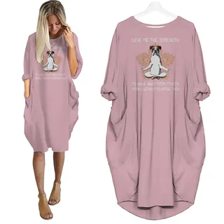 Boxer Print Pocket Dress Funny Saying – Pink