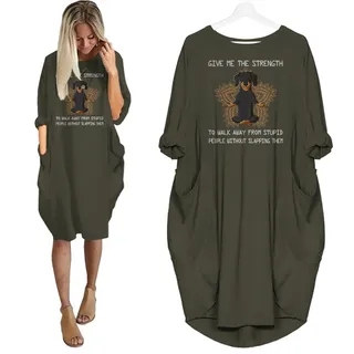 Dachshund Print Pocket Dress Funny Saying – Green
