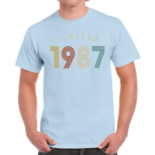Limited Unique 1987 Birthday T-Shirt For Men Women – Light Blue