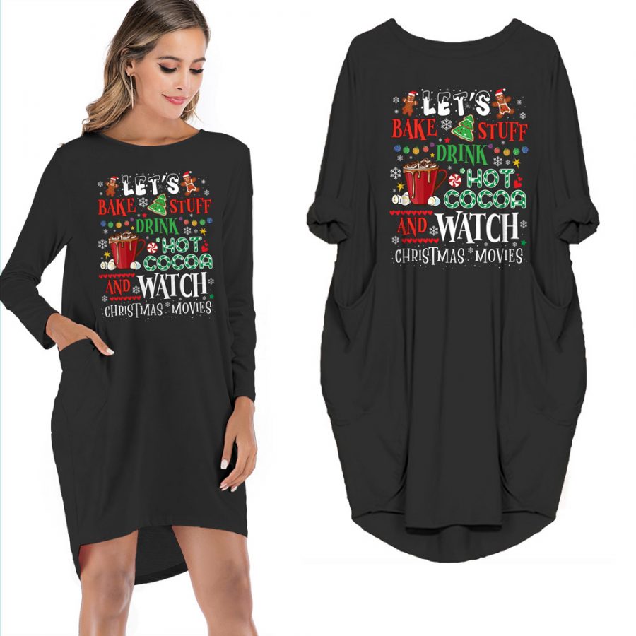 Drink Hot Cocoa And Watch Christmas Movies Pocket Dress - variant image 1