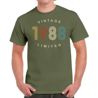 Vintage Limited 1988 Birthday T-Shirt For Men Women – Military Green
