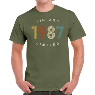 Vintage Limited 1987 Birthday T-Shirt For Men Women – Military Green