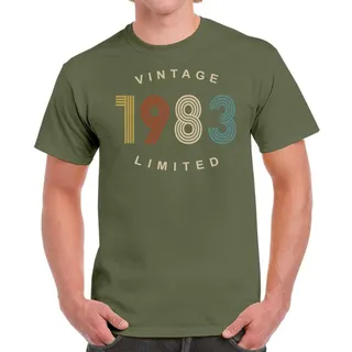 Vintage Limited 1983 Birthday T-Shirt For Men Women – Military Green