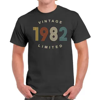 Vintage Limited 1982 Birthday T-Shirt For Men Women – Dark Heather