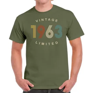 Vintage Limited 1963 Birthday T-Shirt For Men Women – Military Green