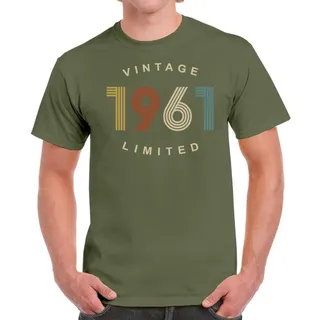 Vintage Limited 1961 Birthday T-Shirt For Men Women – Military Green
