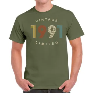Vintage Limited 1991 Birthday T-Shirt For Men Women – Military Green