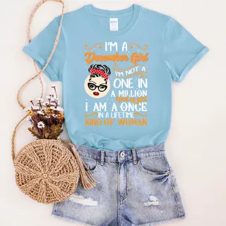 I'm A December  Girl Birthday T-Shirt – Light Blue