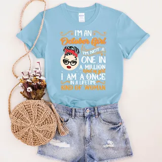 I'm A October  Girl Birthday T-Shirt – Light Blue