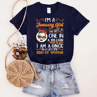 I'm A January Girl Birthday T-Shirt – Navy