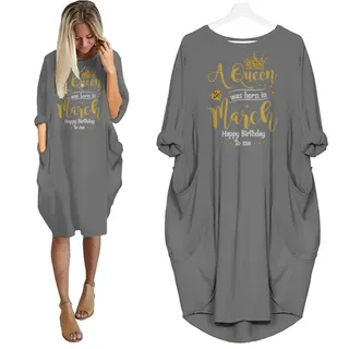I'm March Queen Birthday Pocket Dress – Grey