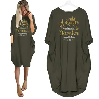 I'm December Queen Birthday Pocket Dress – Green