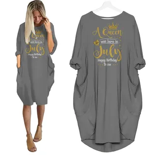 I'm July Queen Birthday Pocket Dress – Grey