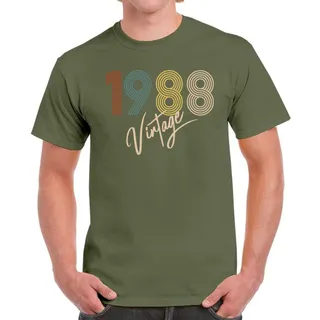 Limited Vintage 1988 Birthday T-Shirt For Men Women – Military Green