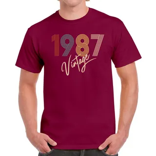 Limited Vintage 1987 Birthday T-Shirt For Men Women – Maroon