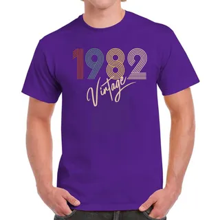 Limited Vintage 1982 Birthday T-Shirt For Men Women – Purple