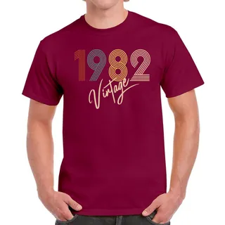 Limited Vintage 1982 Birthday T-Shirt For Men Women – Maroon