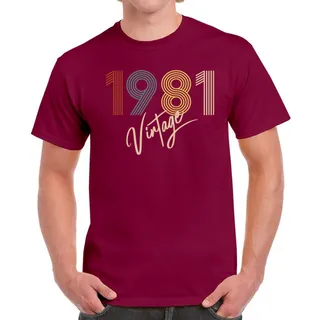 Limited Vintage 1981 Birthday T-Shirt For Men Women – Maroon