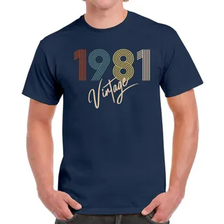 Limited Vintage 1981 Birthday T-Shirt For Men Women – Navy
