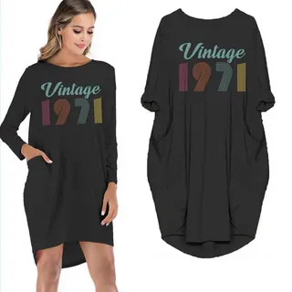 Birthday Outfits New Vintage 1971 Limited Edition Pocket Dress – Black