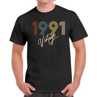 Limited Vintage 1991 Birthday T-Shirt For Men Women – Black