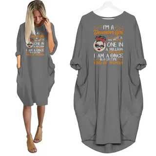 I'm December Girl Birthday Pocket Dress – Grey