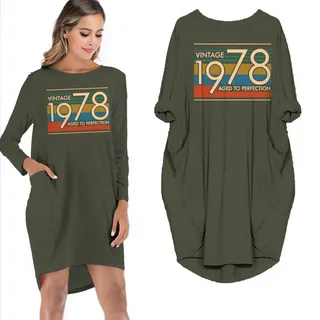 VINTAGE 1978 AGED TO PERFECTION POCKET DRESS – Green
