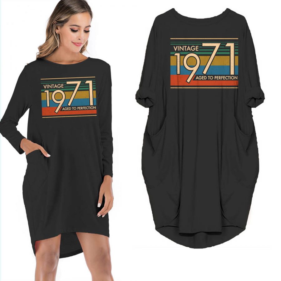 Birthday Outfits Vintage 1971 Aged To Perfection Pocket Dress - variant image 1