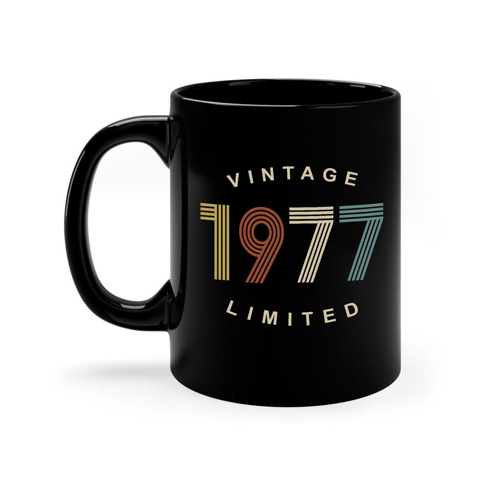 Limited Edition 1977 Birthday Black Coffee Mug - variant image 1