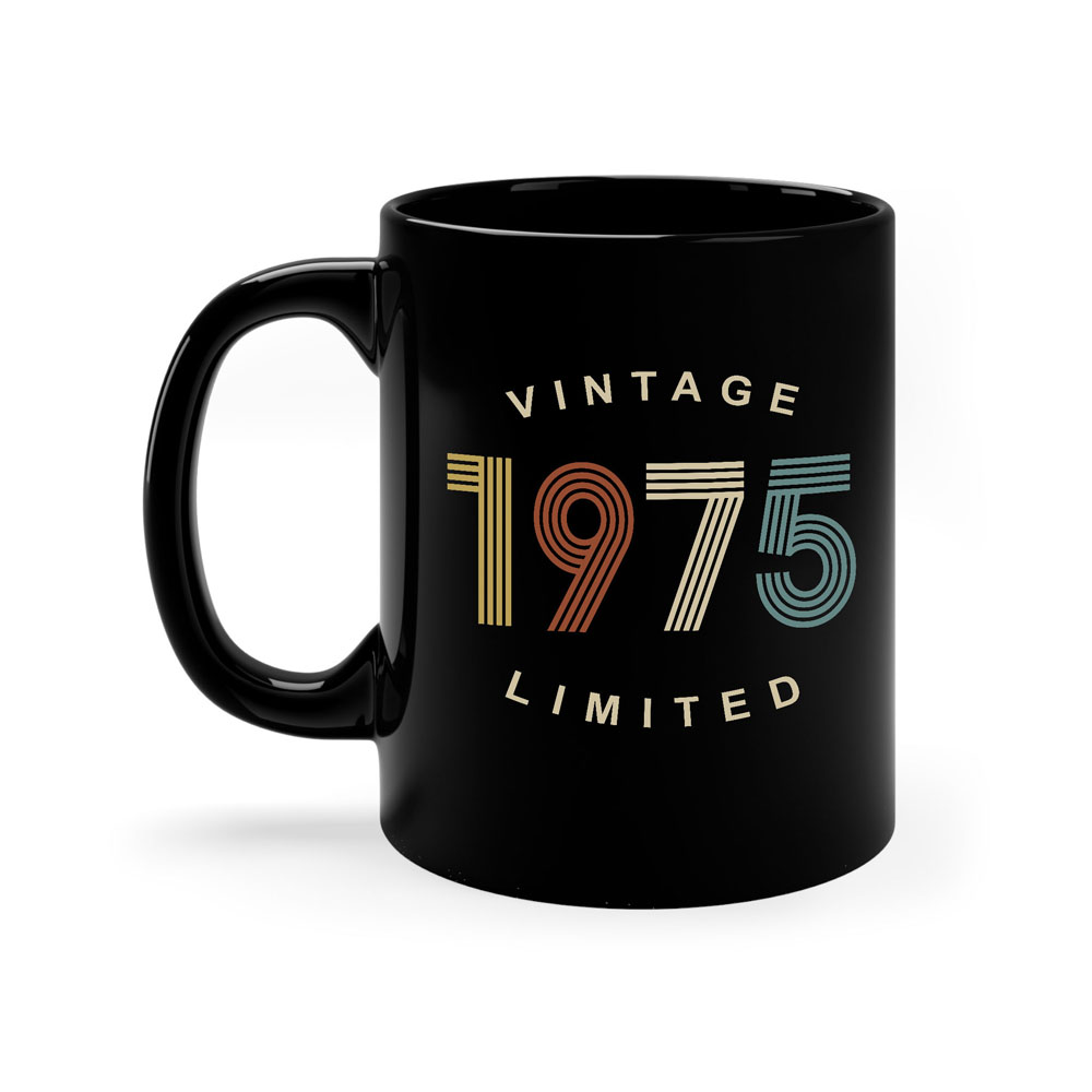 Limited Edition 1975 Birthday Black Coffee Mug - variant image 1