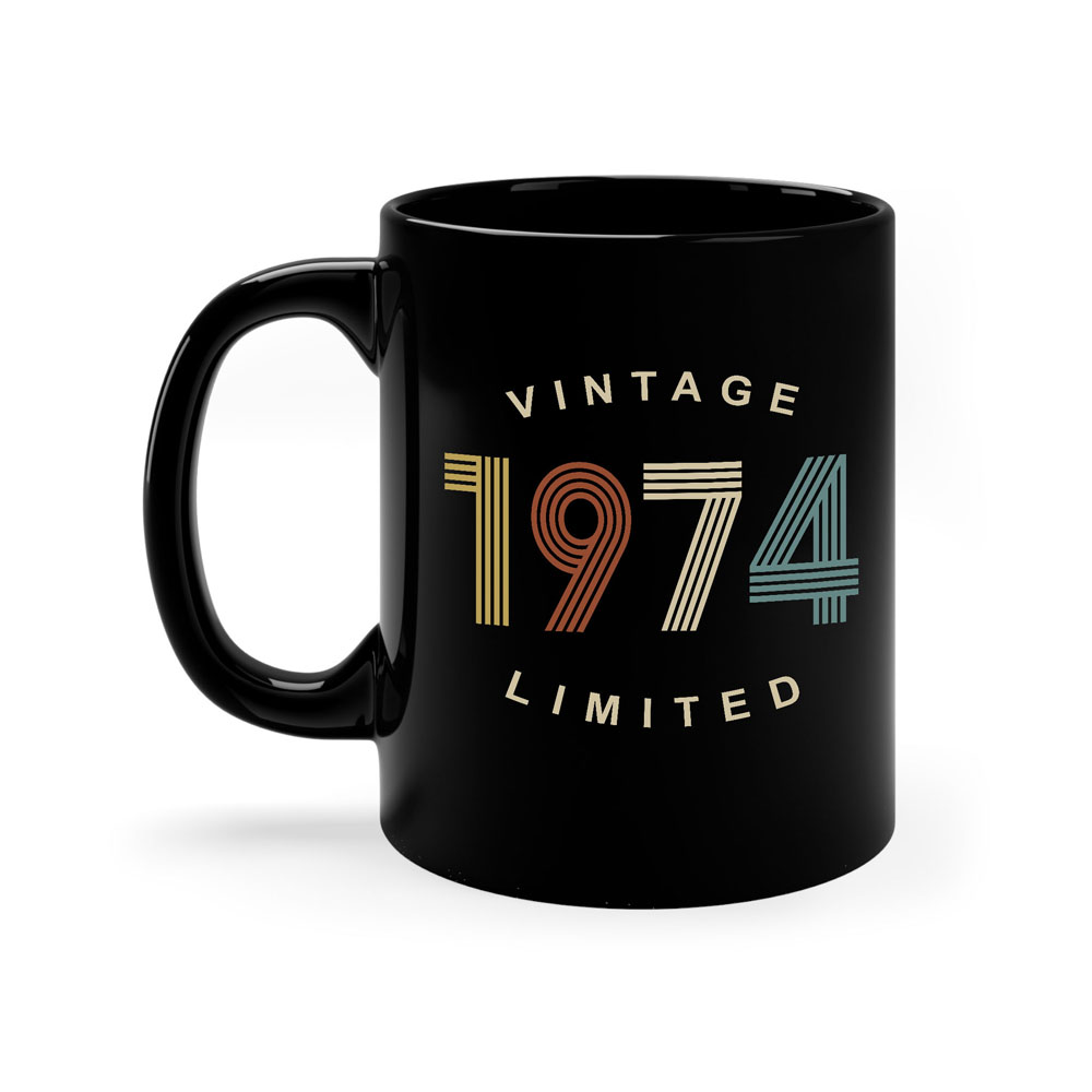 Limited Edition 1974 Birthday Black Coffee Mug - variant image 1