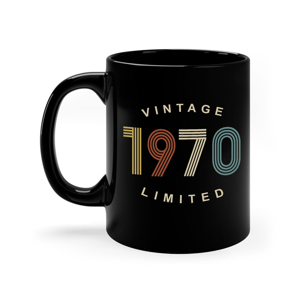 Limited Edition 1970 Birthday Black Coffee Mug - variant image 1