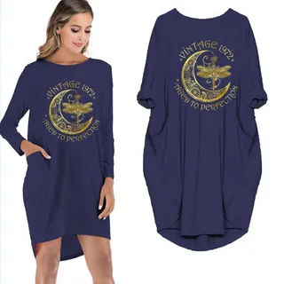 Birthday Outfits Dragonfly Vintage 1972 Limited Edition Pocket Dress – Blue