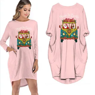 Peace On Earth Limited Edition Pocket Dress Hippie Clothes – Pink
