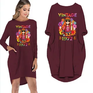 Birthday Outfits Lady Vintage 1972 Limited Edition Pocket Dress – Red