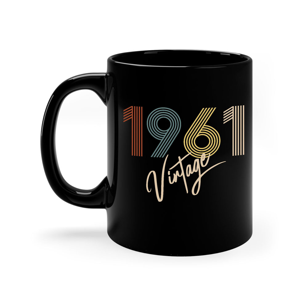 Limited Vintage 1961 Birthday Black Coffee Mug - variant image 1
