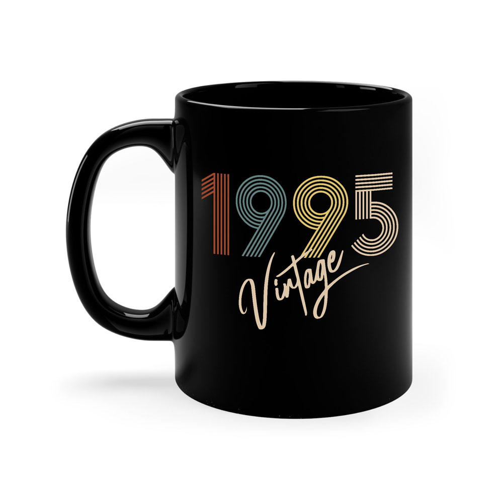 Limited Vintage 1995 Birthday Black Coffee Mug - variant image 1