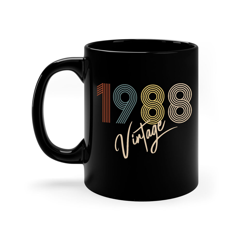 Limited Vintage 1988 Birthday Black Coffee Mug - variant image 1