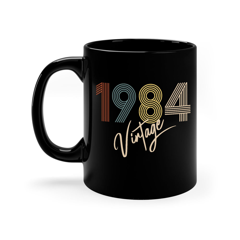 Limited Vintage 1984 Birthday Black Coffee Mug - variant image 1