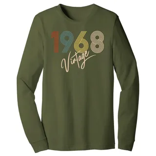 Limited Vintage 1968 Birthday Long Sleeve T-Shirt – Military Green