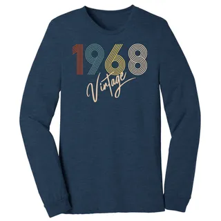 Limited Vintage 1968 Birthday Long Sleeve T-Shirt – Heather Navy