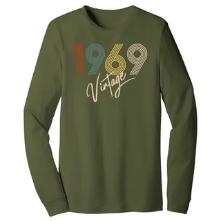Limited Vintage 1969 Birthday Long Sleeve T-Shirt – Military Green