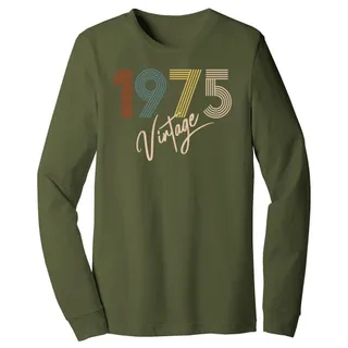Limited Vintage 1975 Birthday Long Sleeve T-Shirt – Military Green