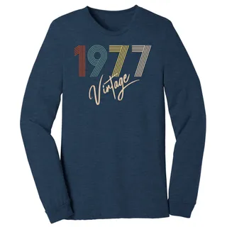 Limited Vintage 1977 Birthday Long Sleeve T-Shirt – Heather Navy
