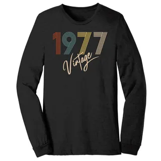 Limited Vintage 1977 Birthday Long Sleeve T-Shirt – Black Heather