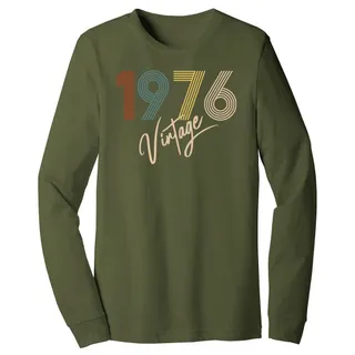 Limited Vintage 1976 Birthday Long Sleeve T-Shirt – Military Green