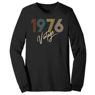 Limited Vintage 1976 Birthday Long Sleeve T-Shirt – Black Heather