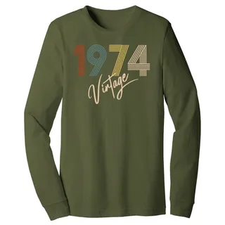 Limited Vintage 1974 Birthday Long Sleeve T-Shirt – Military Green
