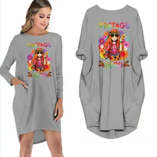 50th Birthday Outfits Lady Vintage 1970 Limited Edition Pocket Dress – Grey