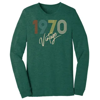 Limited Vintage 1970 Birthday Long Sleeve T-Shirt – Heather Forest